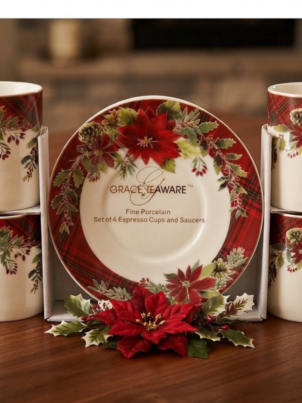 Grace Teaware Red and Green Espresso Set/Greek coffee cups